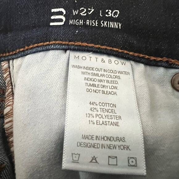 Mott & Bow High Rise Skinny Ridge Jeans Womens Sz 27 Dark Blue Stretchy Comfort - Picture 4 of 4
